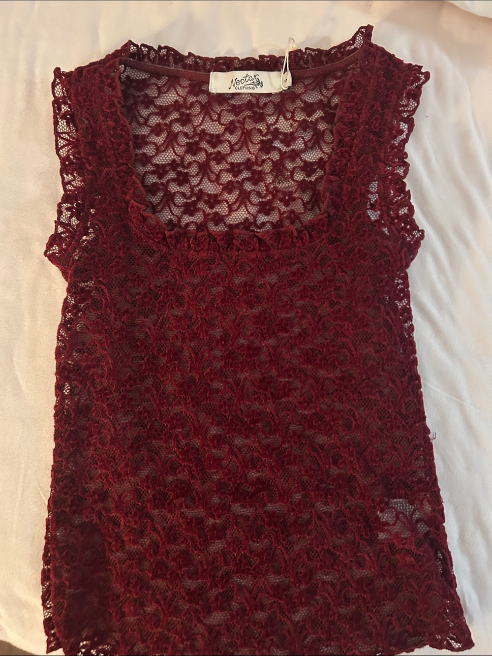 Nectar Clothing Burgundy Lace Crochet Camisole